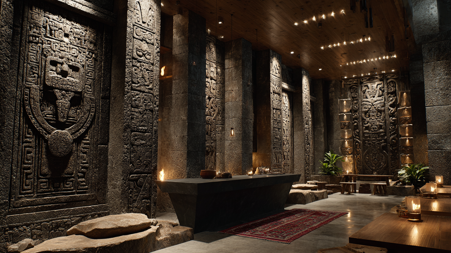 Stone altar pass lit by fire